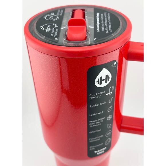 HydroJug 32 oz HOLIDAY COLLECTION Traveler, HOLLY RED - Picture 3 of 5